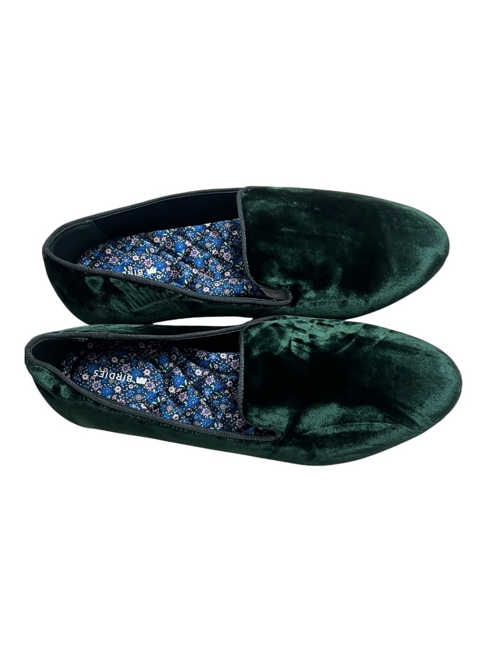 Birdies Women's Emerald Green Velvet Slip-On Loafers Size 9.5